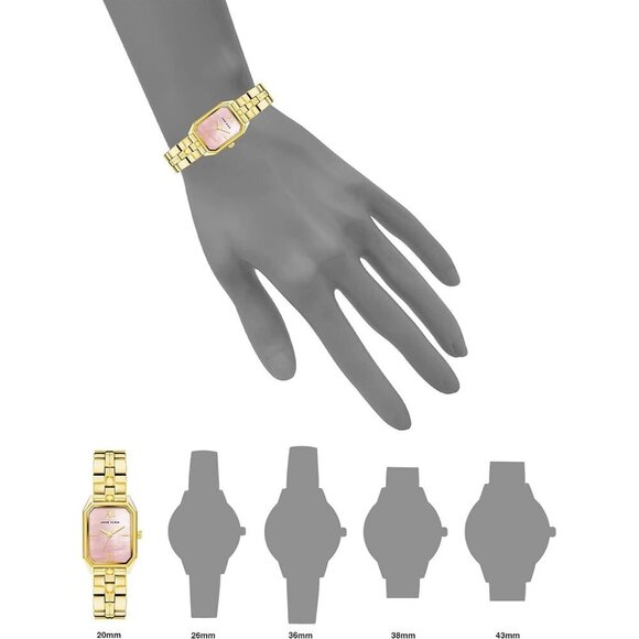 Women\'s Gold Pink Stainless Steel Water Resistant Bracelet Adjustable Watch main image 4